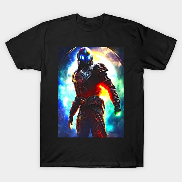 Human/Alien War - The Time Traveler - AI Generated Sci Fi Concept Art - T-Shirt by AfroMatic